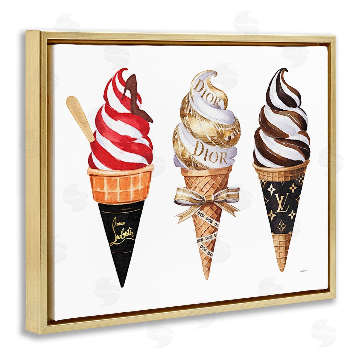 Amanda Greenwood Swirled Glam Ice Cream Canvas Wall Art Print