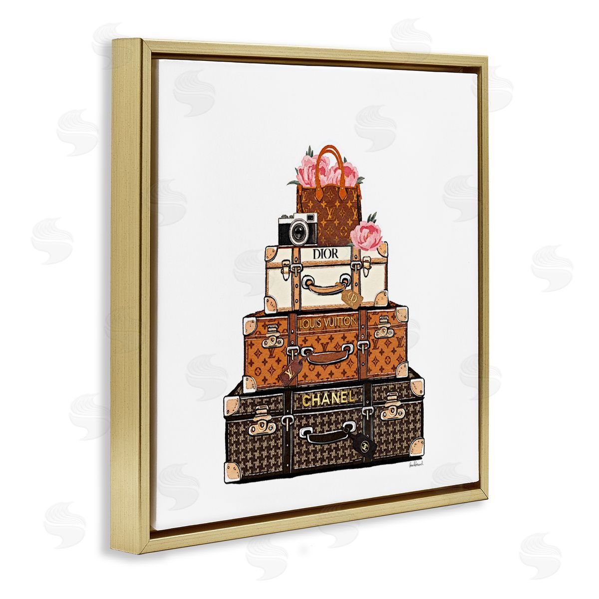 Amanda Greenwood Luggage with Flowers & Camera Canvas Wall Art Print