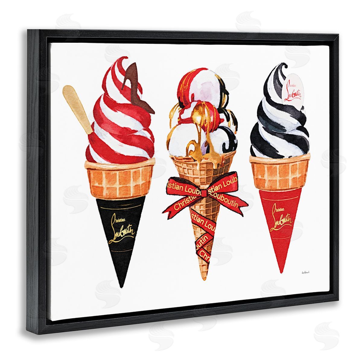 Amanda Greenwood Red & Black Ice Cream Cones Canvas Wall Art Print