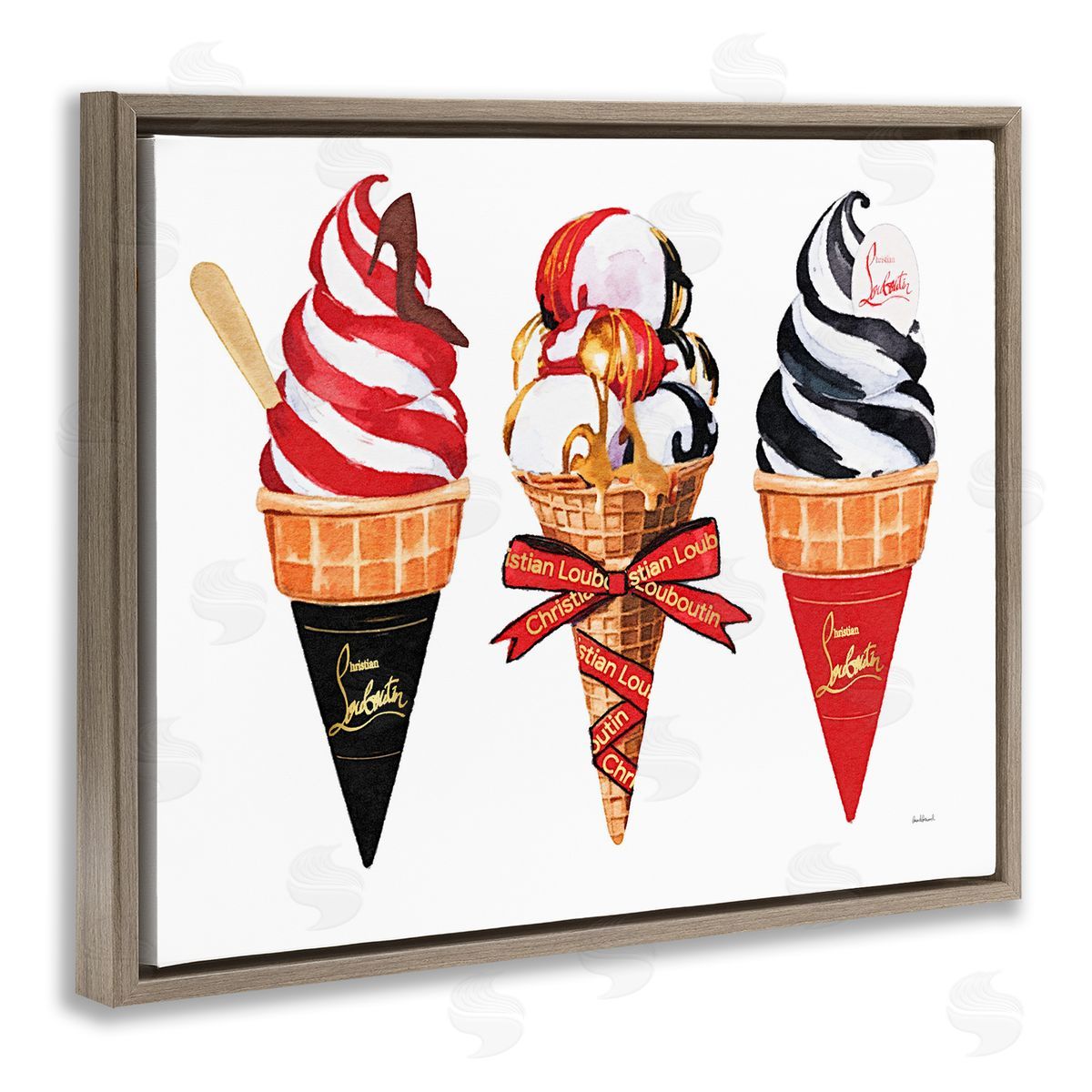 Amanda Greenwood Red & Black Ice Cream Cones Canvas Wall Art Print