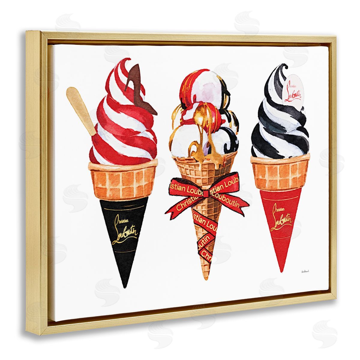 Amanda Greenwood Red & Black Ice Cream Cones Canvas Wall Art Print