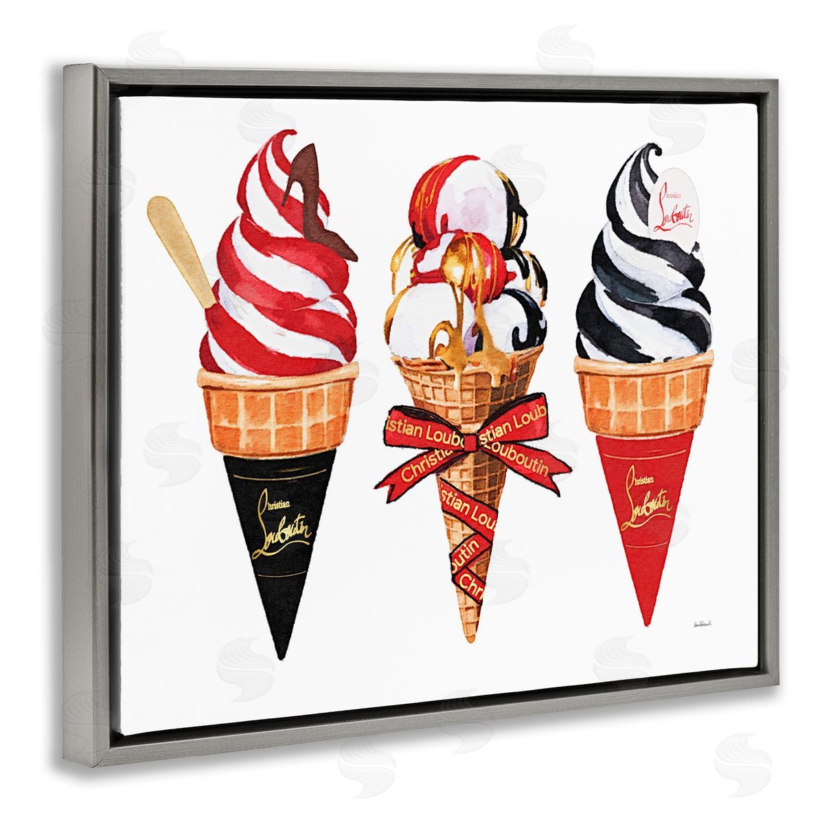 Amanda Greenwood Red & Black Ice Cream Cones Canvas Wall Art Print