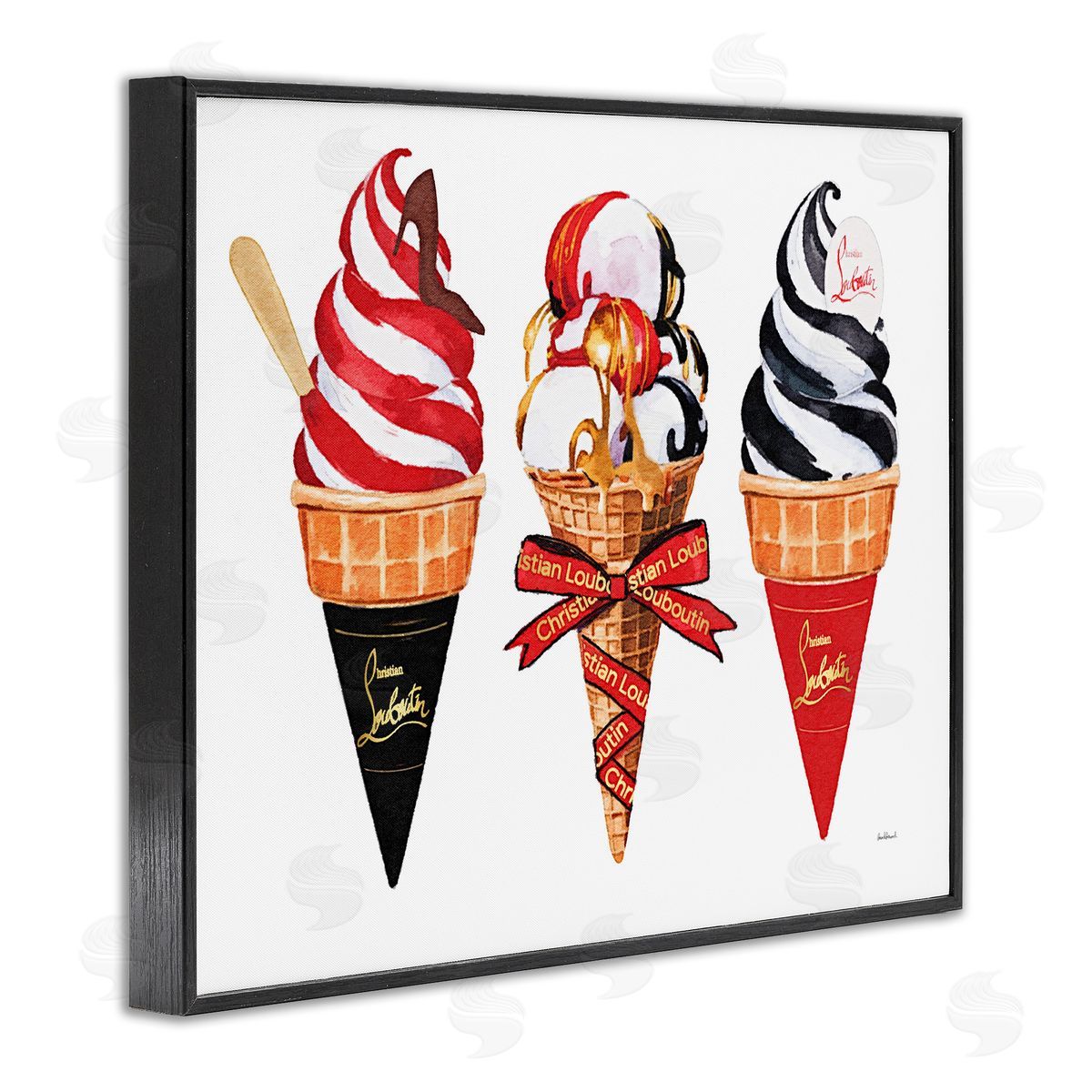 Amanda Greenwood Red & Black Ice Cream Cones Canvas Wall Art Print