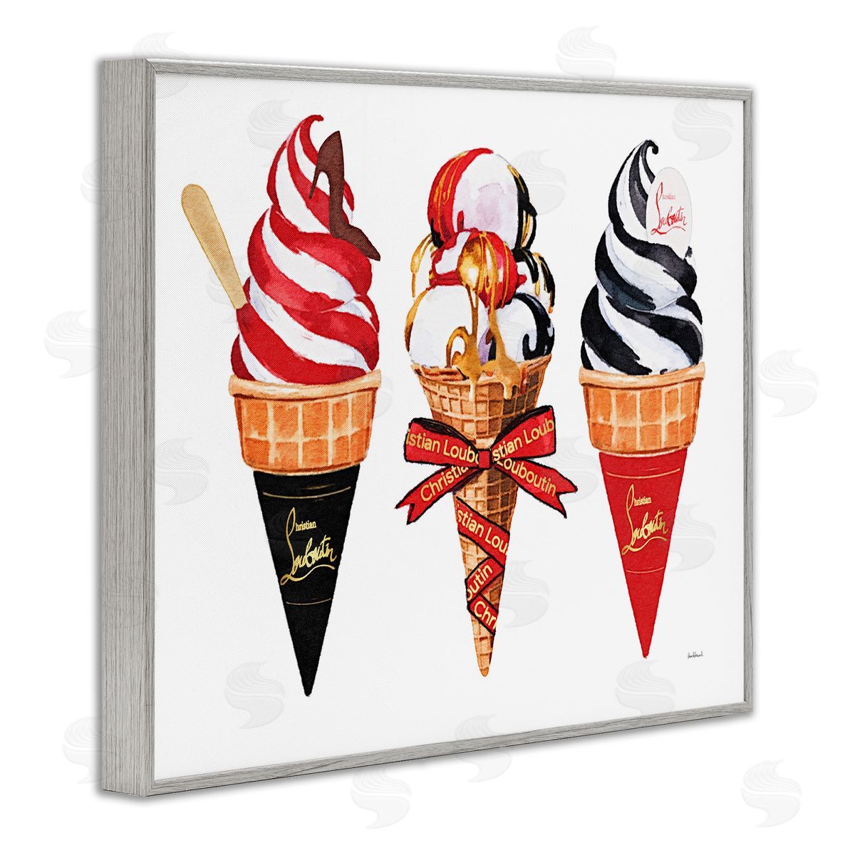 Amanda Greenwood Red & Black Ice Cream Cones Canvas Wall Art Print