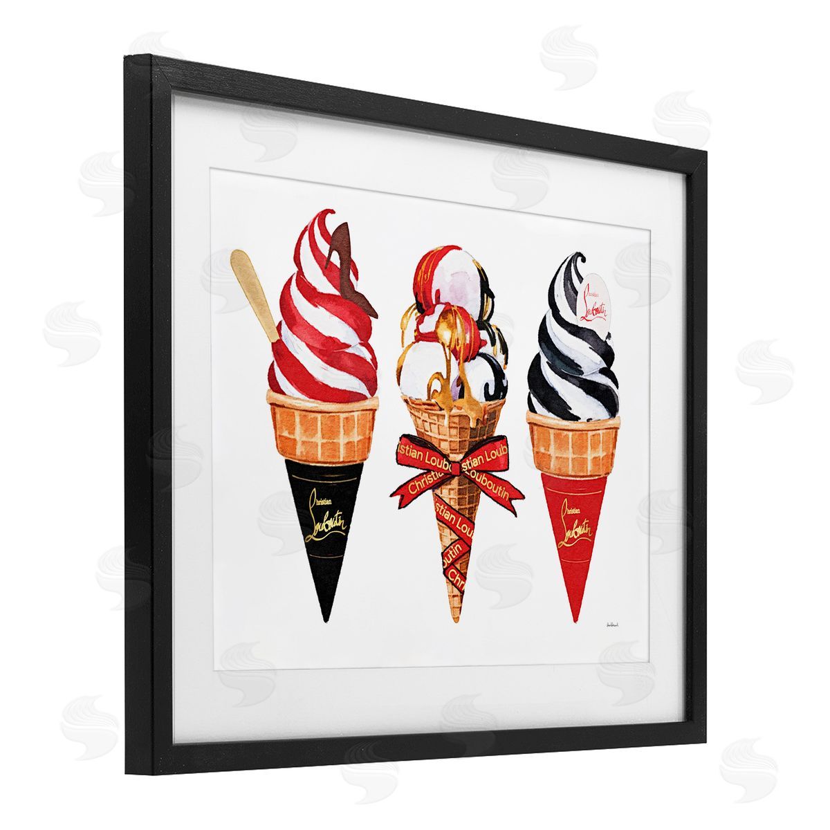 Amanda Greenwood Red & Black Ice Cream Cones Canvas Wall Art Print