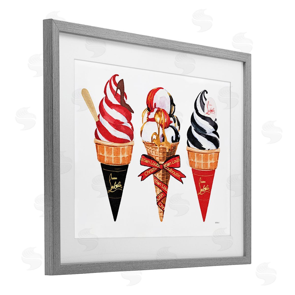 Amanda Greenwood Red & Black Ice Cream Cones Canvas Wall Art Print