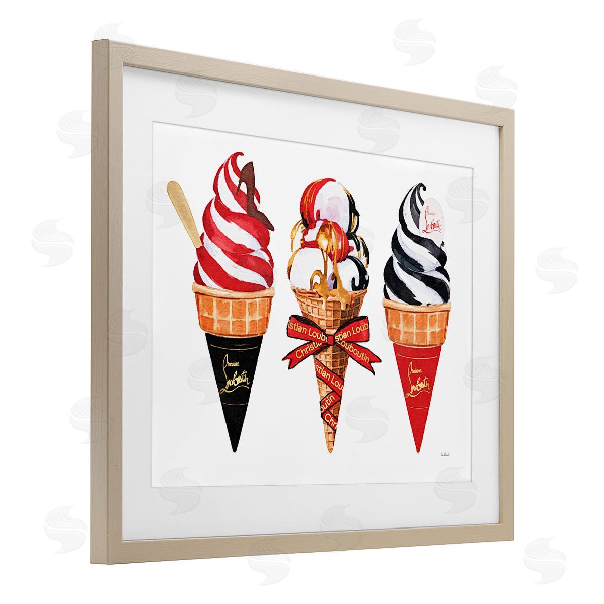 Amanda Greenwood Red & Black Ice Cream Cones Canvas Wall Art Print