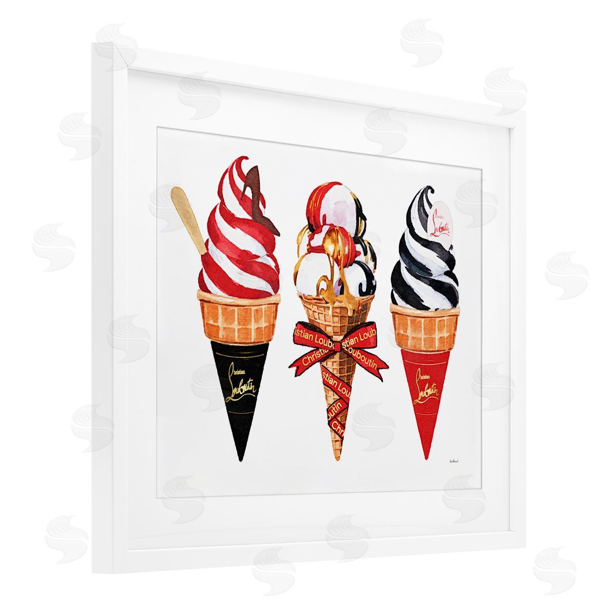 Amanda Greenwood Red & Black Ice Cream Cones Canvas Wall Art Print