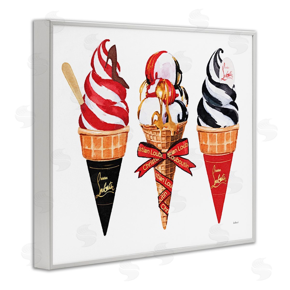 Amanda Greenwood Red & Black Ice Cream Cones Canvas Wall Art Print