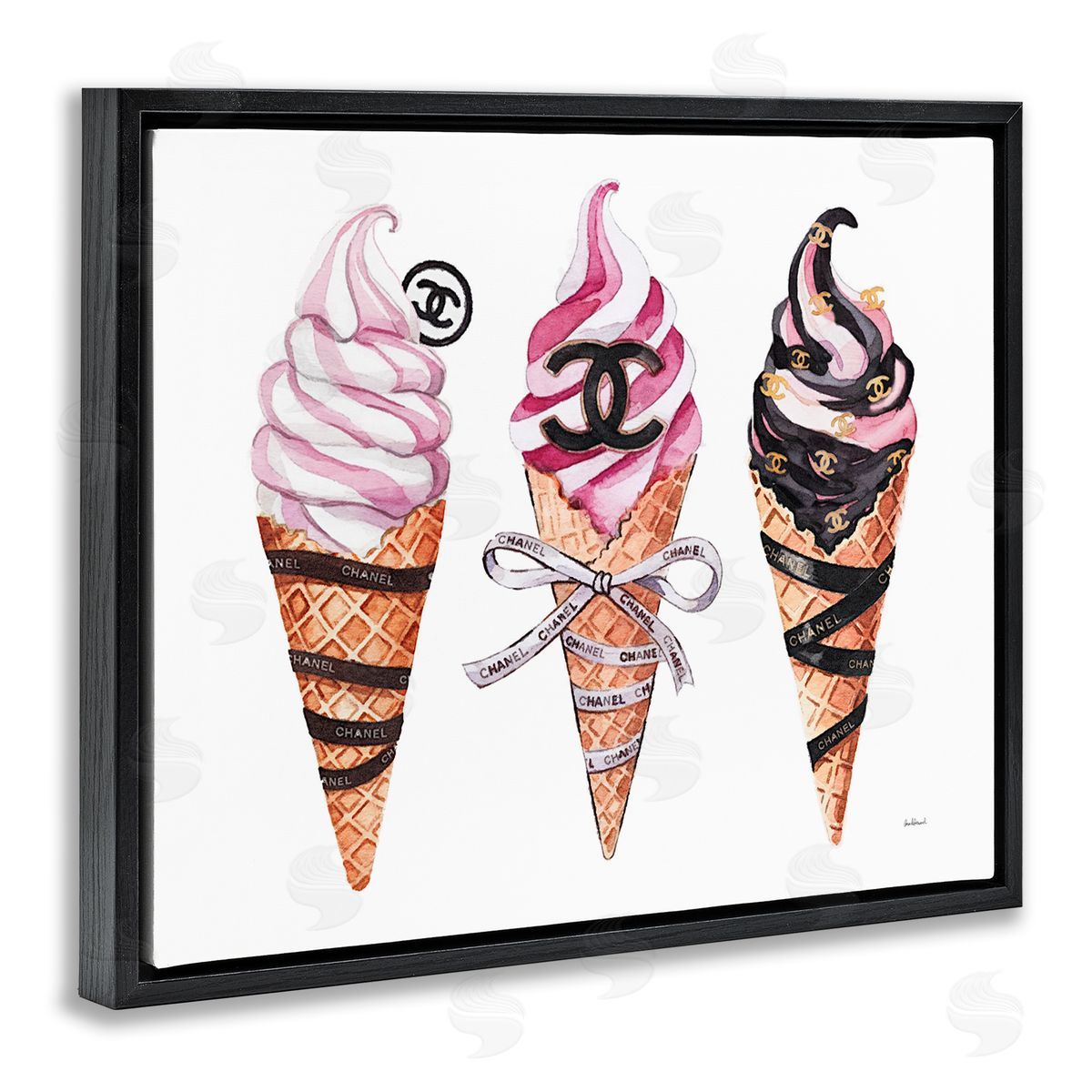 Amanda Greenwood Pink Glam Ice Cream Trio Canvas Wall Art Print