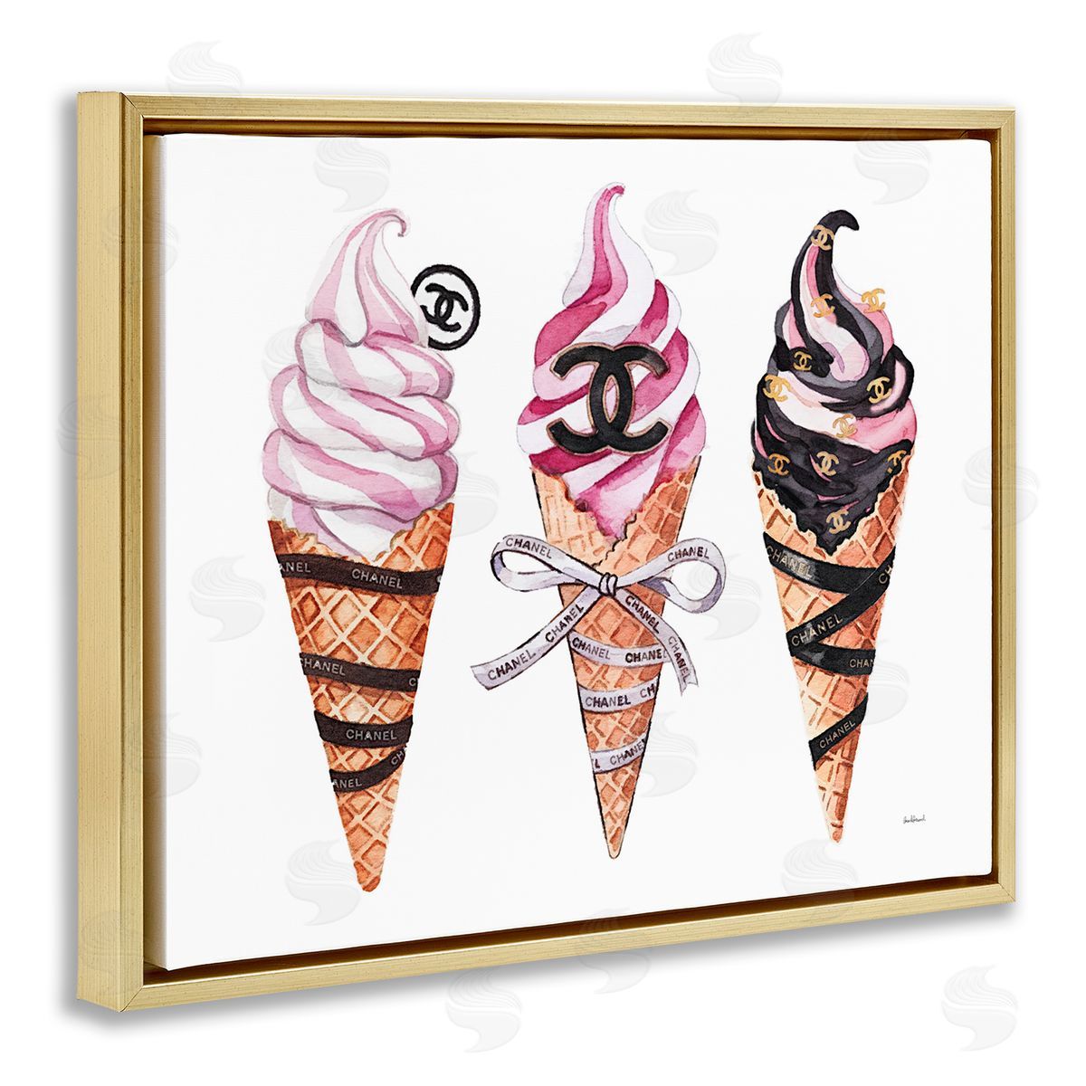 Amanda Greenwood Pink Glam Ice Cream Trio Canvas Wall Art Print