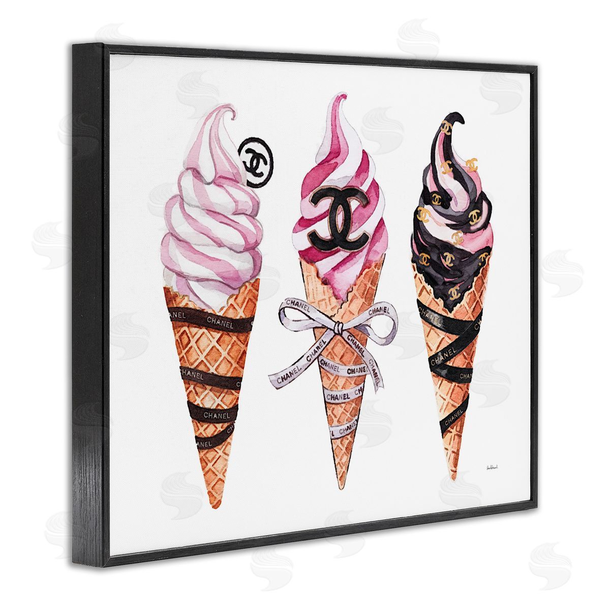 Amanda Greenwood Pink Glam Ice Cream Trio Canvas Wall Art Print