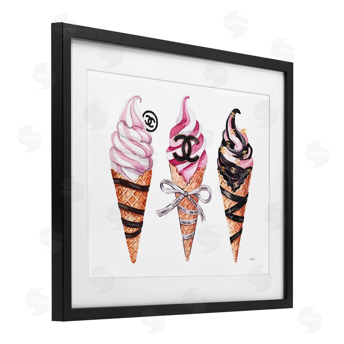 Amanda Greenwood Pink Glam Ice Cream Trio Canvas Wall Art Print