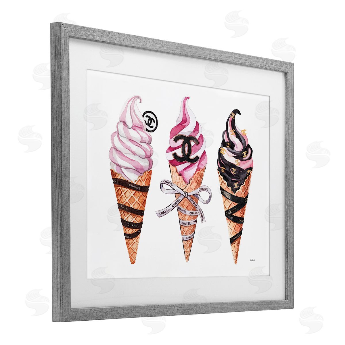 Amanda Greenwood Pink Glam Ice Cream Trio Canvas Wall Art Print