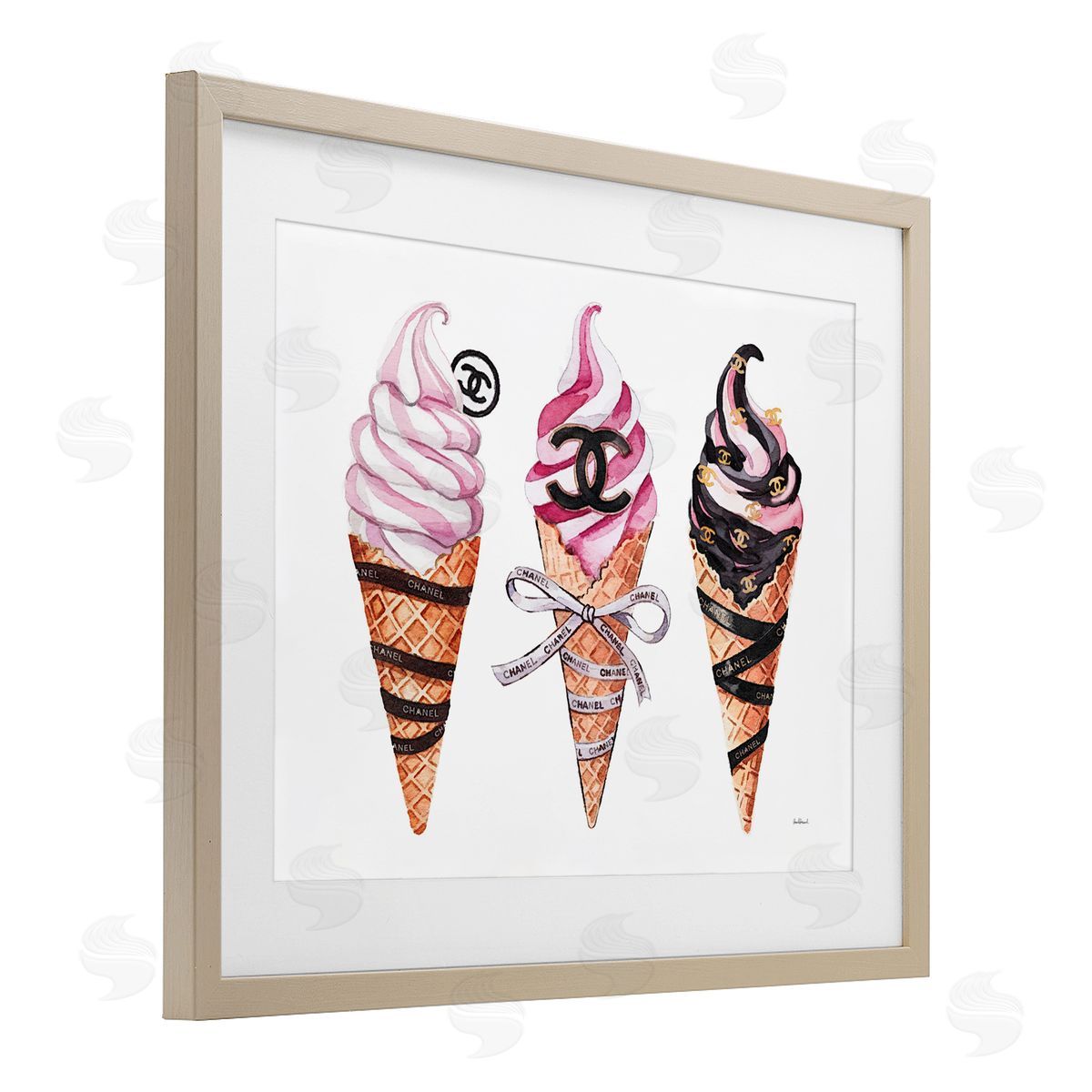 Amanda Greenwood Pink Glam Ice Cream Trio Canvas Wall Art Print