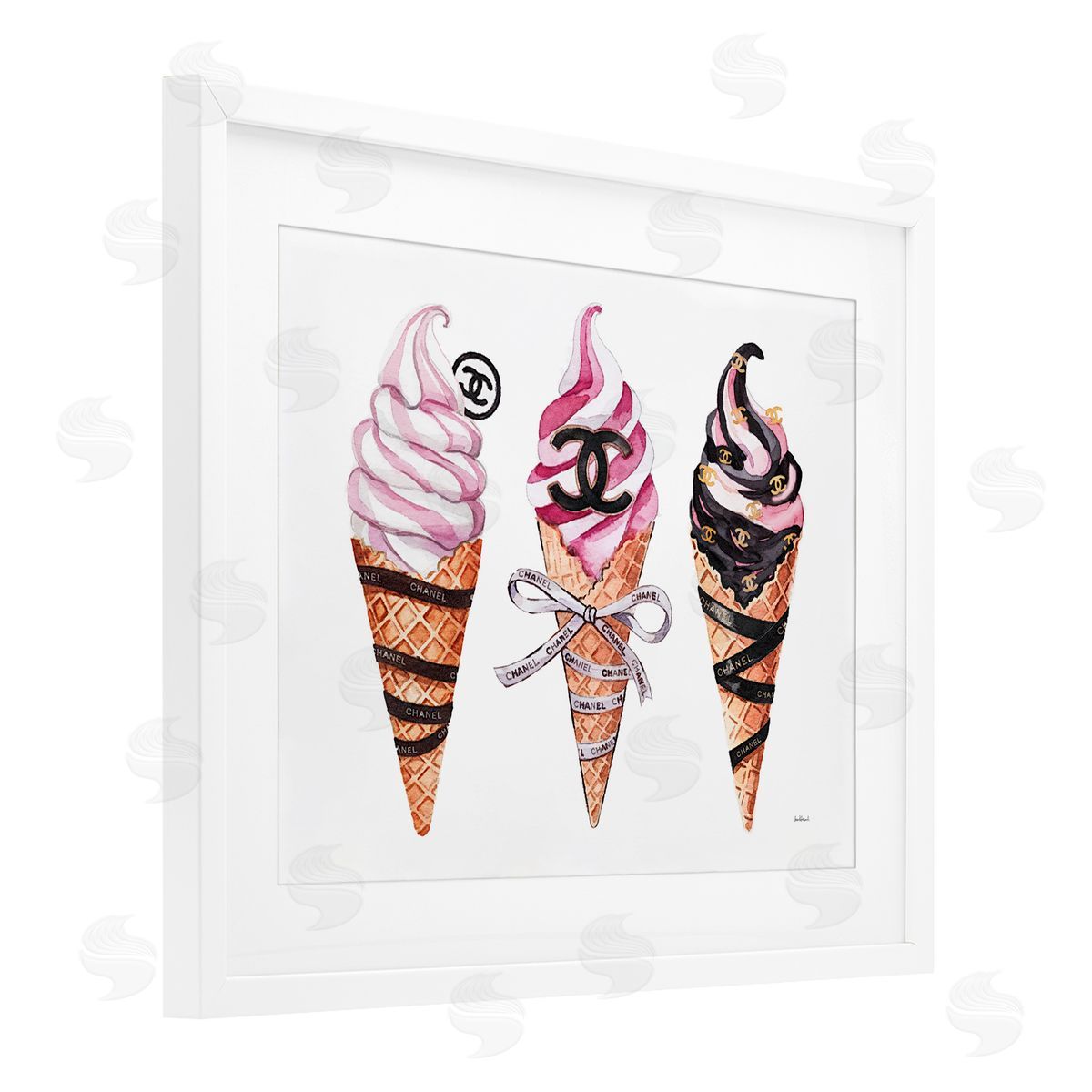 Amanda Greenwood Pink Glam Ice Cream Trio Canvas Wall Art Print