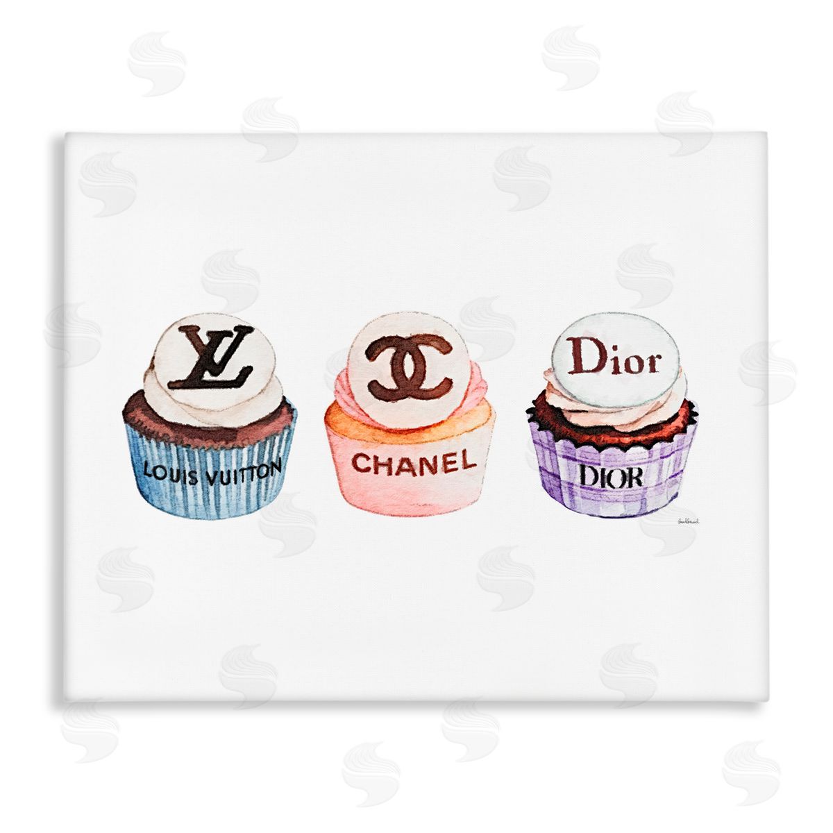 Amanda Greenwood Chic Fashion Cupcake Trio Canvas Wall Art Print