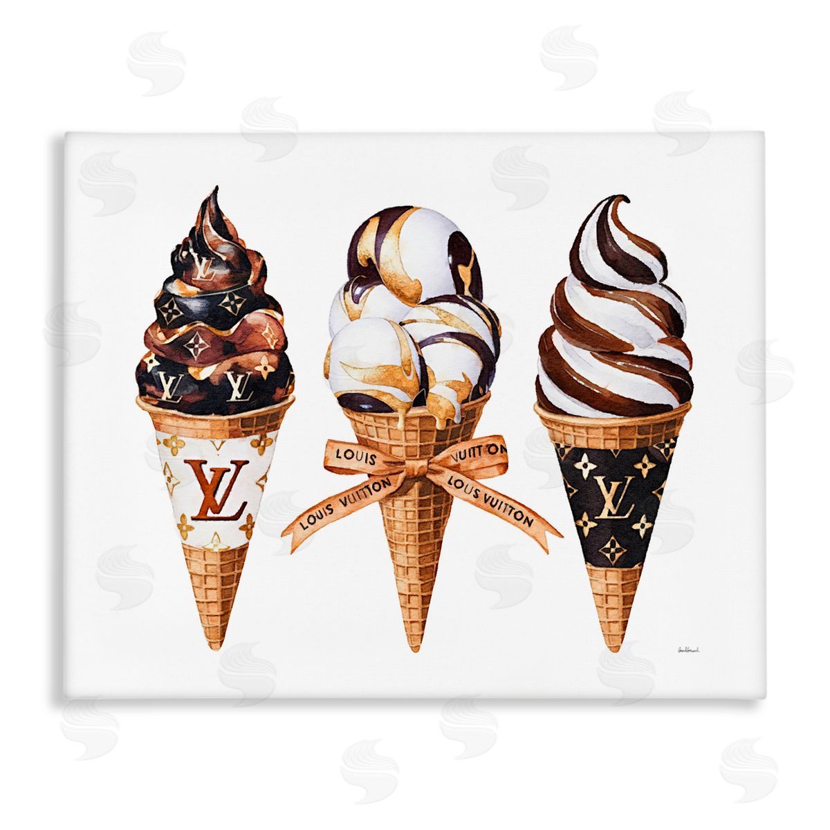 Amanda Greenwood Chocolate Glam Ice Cream Cones Canvas Wall Art Print