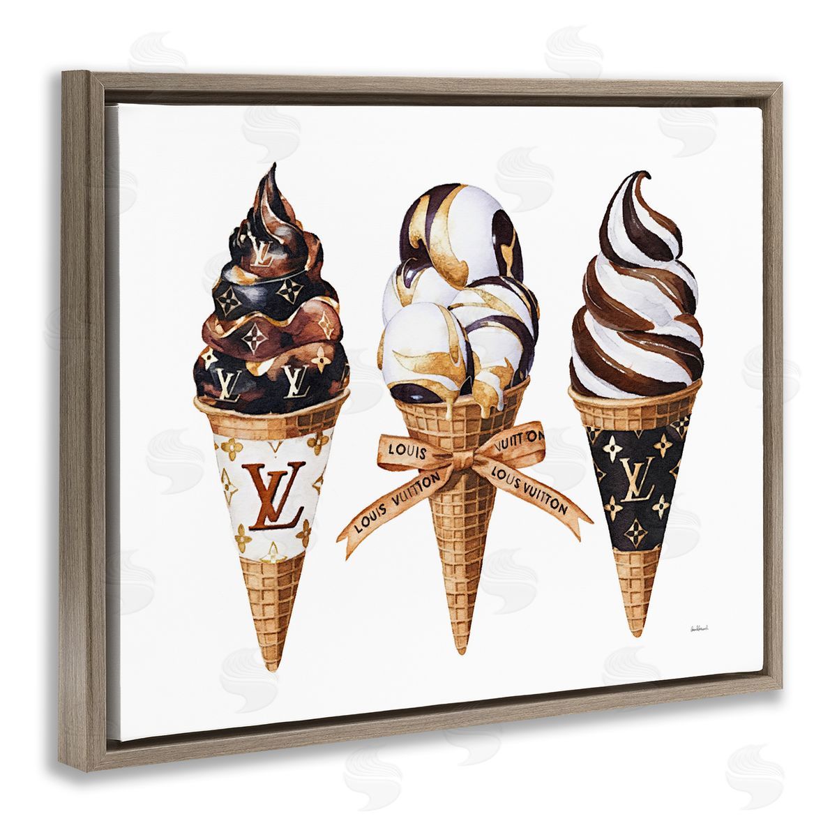 Amanda Greenwood Chocolate Glam Ice Cream Cones Canvas Wall Art Print