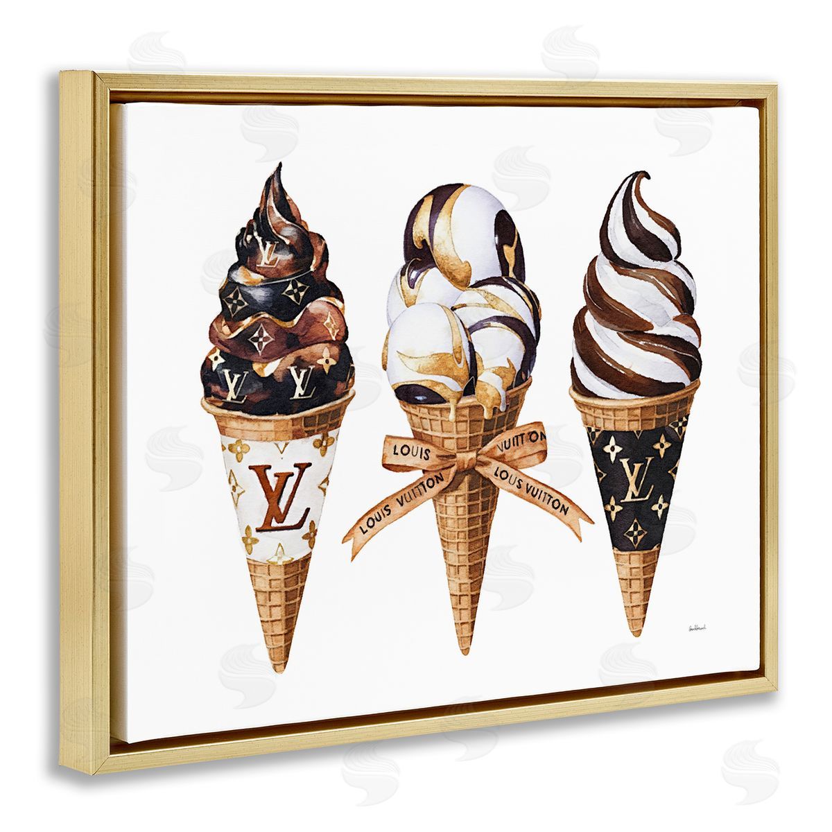 Amanda Greenwood Chocolate Glam Ice Cream Cones Canvas Wall Art Print