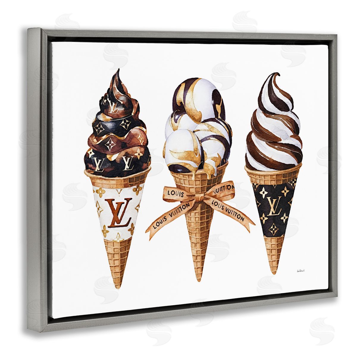 Amanda Greenwood Chocolate Glam Ice Cream Cones Canvas Wall Art Print