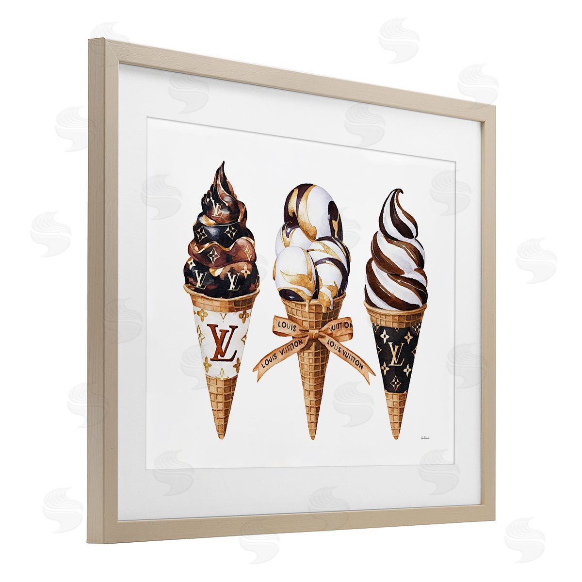 Amanda Greenwood Chocolate Glam Ice Cream Cones Canvas Wall Art Print
