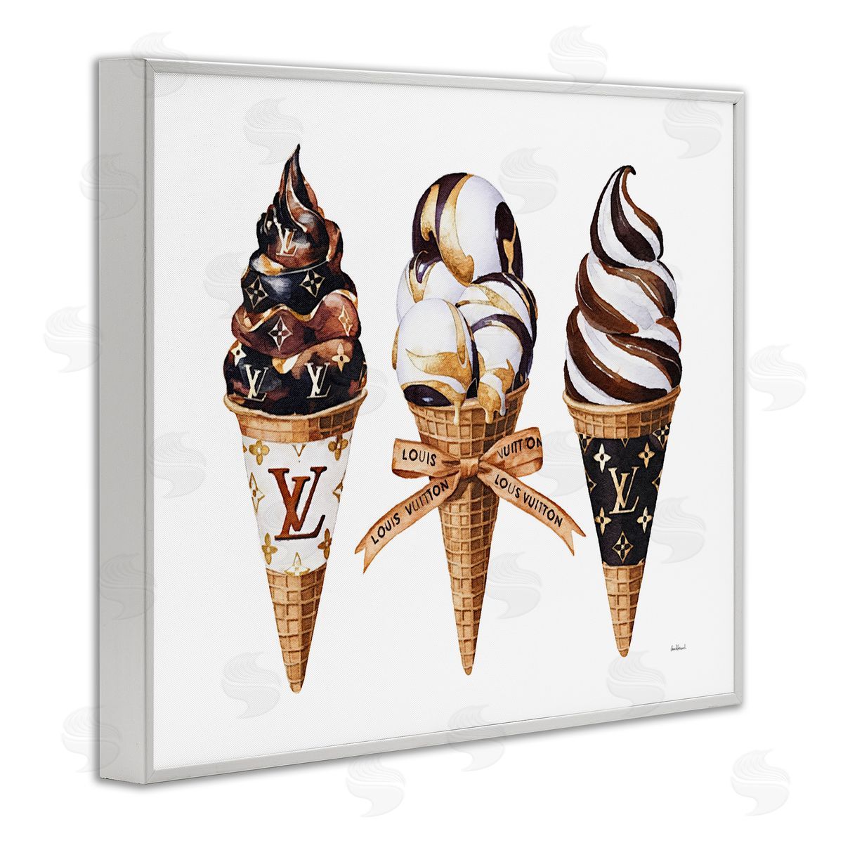 Amanda Greenwood Chocolate Glam Ice Cream Cones Canvas Wall Art Print
