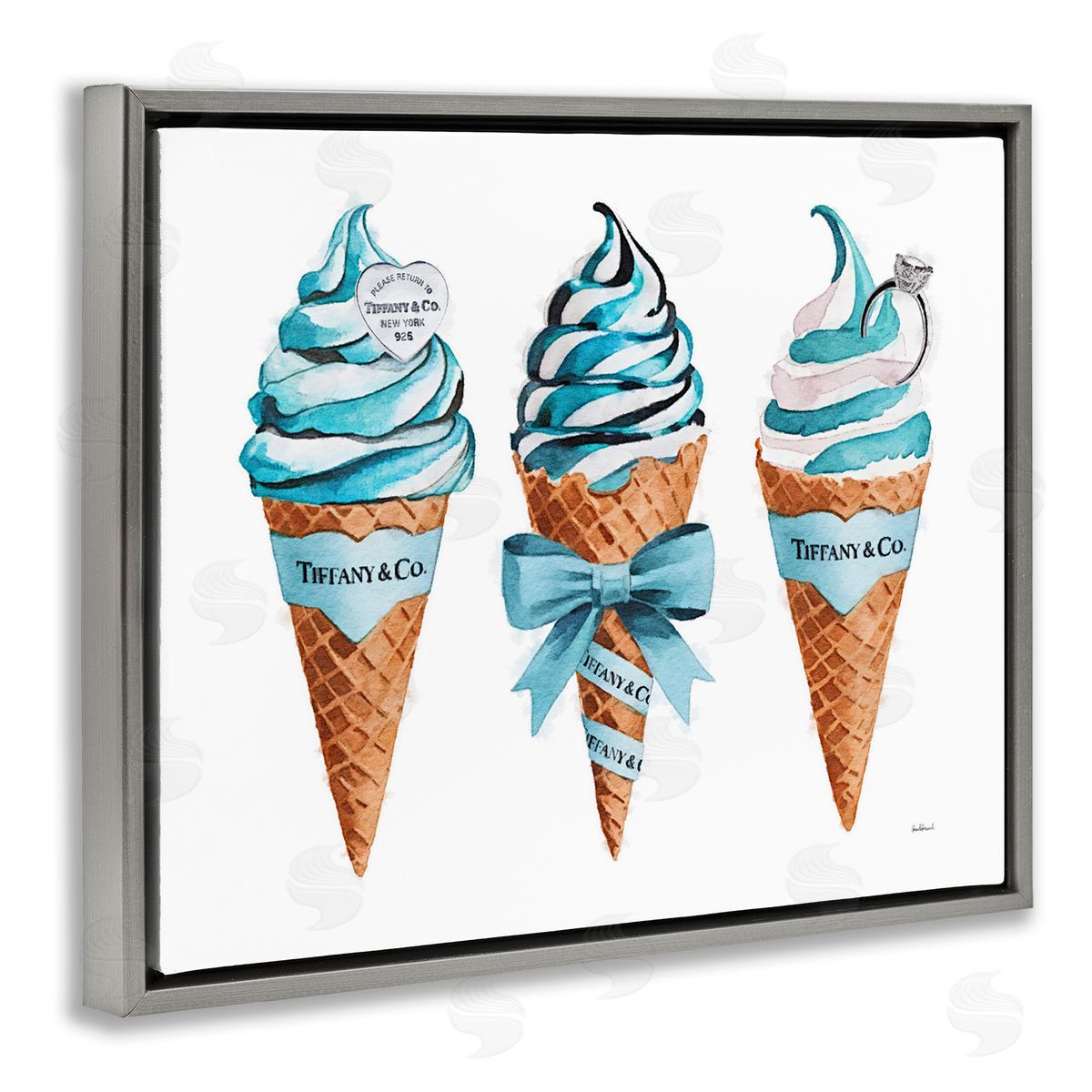 Amanda Greenwood Blue Glam Ice Cream Cones Canvas Wall Art Print