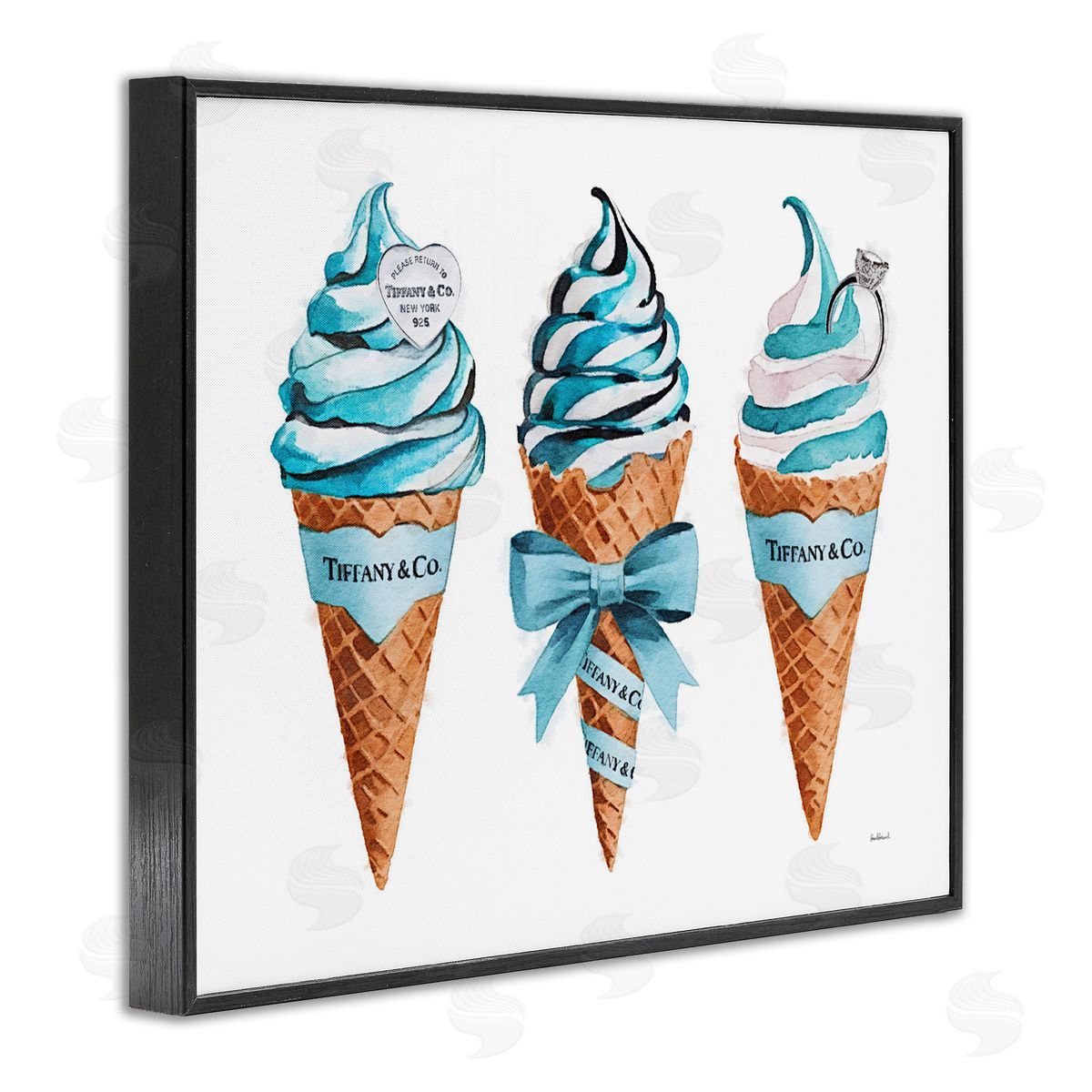 Amanda Greenwood Blue Glam Ice Cream Cones Canvas Wall Art Print