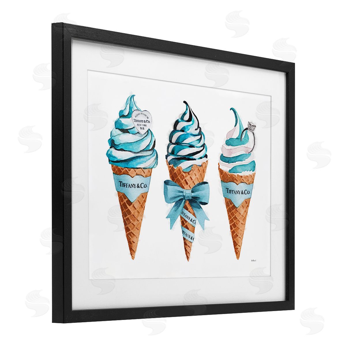 Amanda Greenwood Blue Glam Ice Cream Cones Canvas Wall Art Print