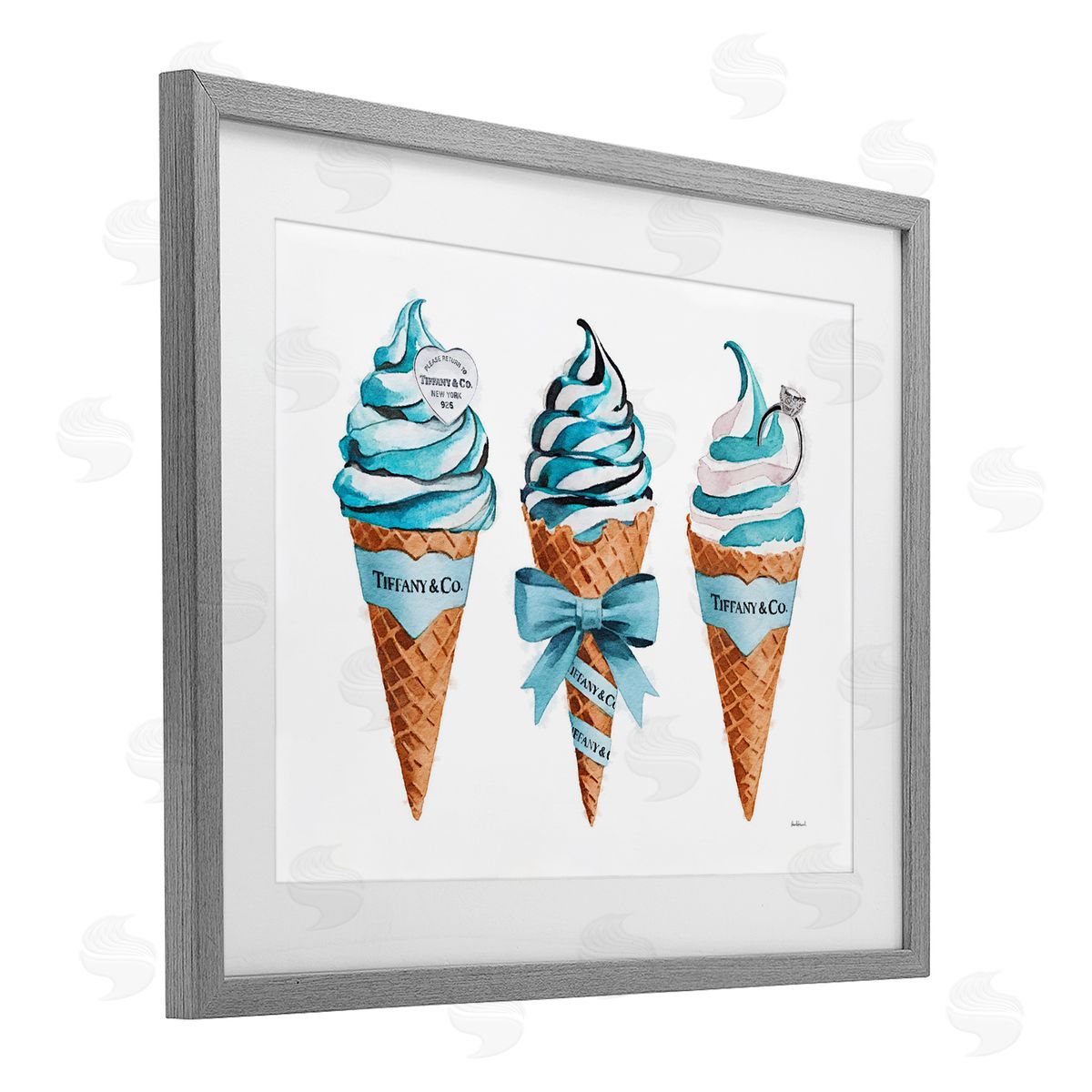 Amanda Greenwood Blue Glam Ice Cream Cones Canvas Wall Art Print