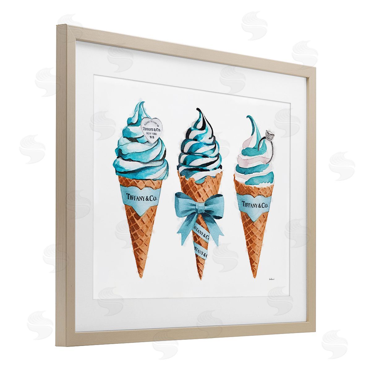 Amanda Greenwood Blue Glam Ice Cream Cones Canvas Wall Art Print