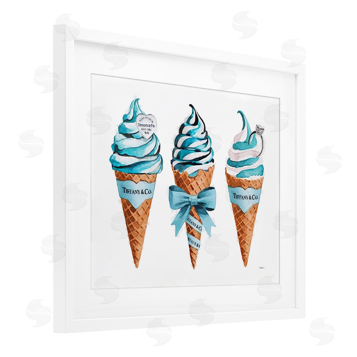 Amanda Greenwood Blue Glam Ice Cream Cones Canvas Wall Art Print