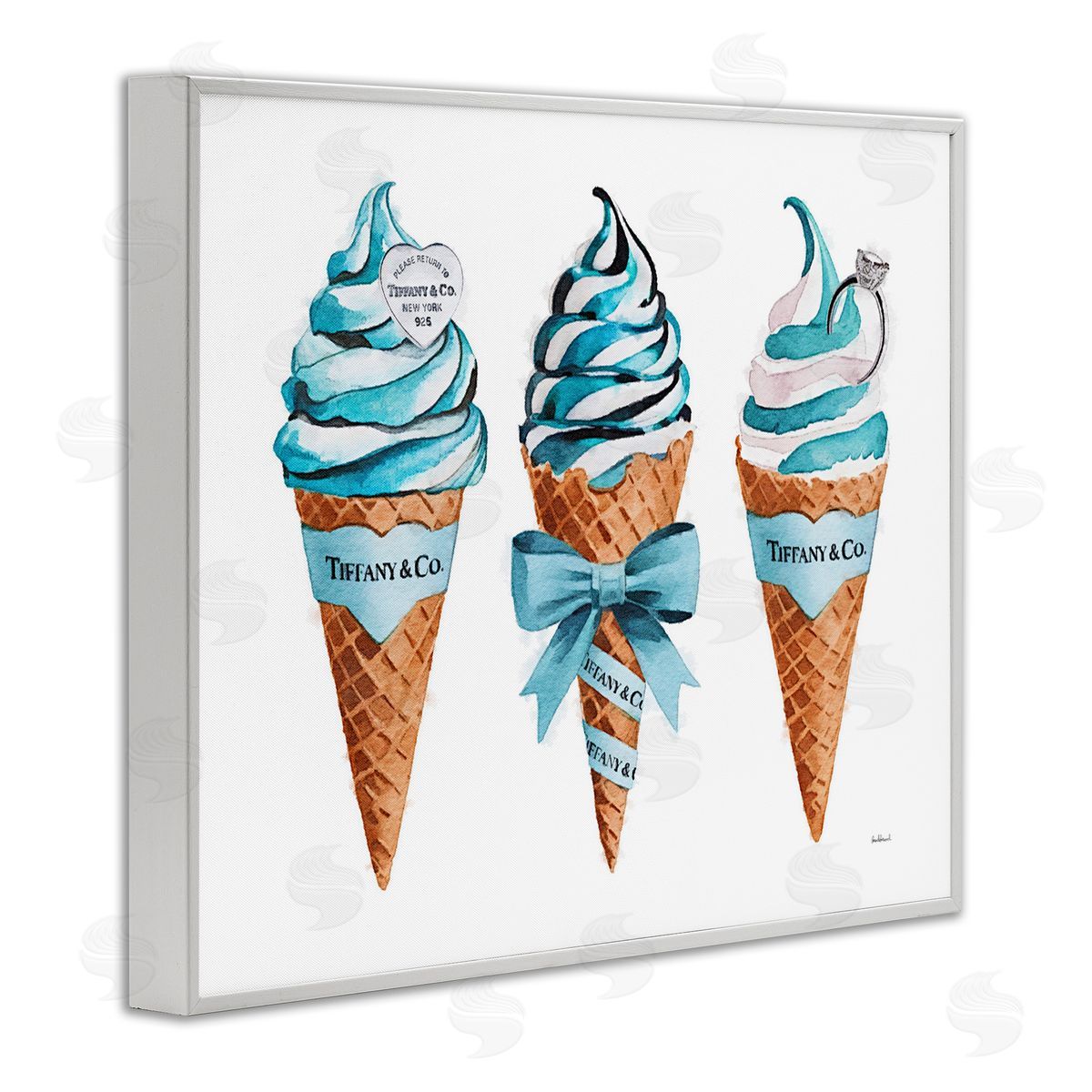 Amanda Greenwood Blue Glam Ice Cream Cones Canvas Wall Art Print