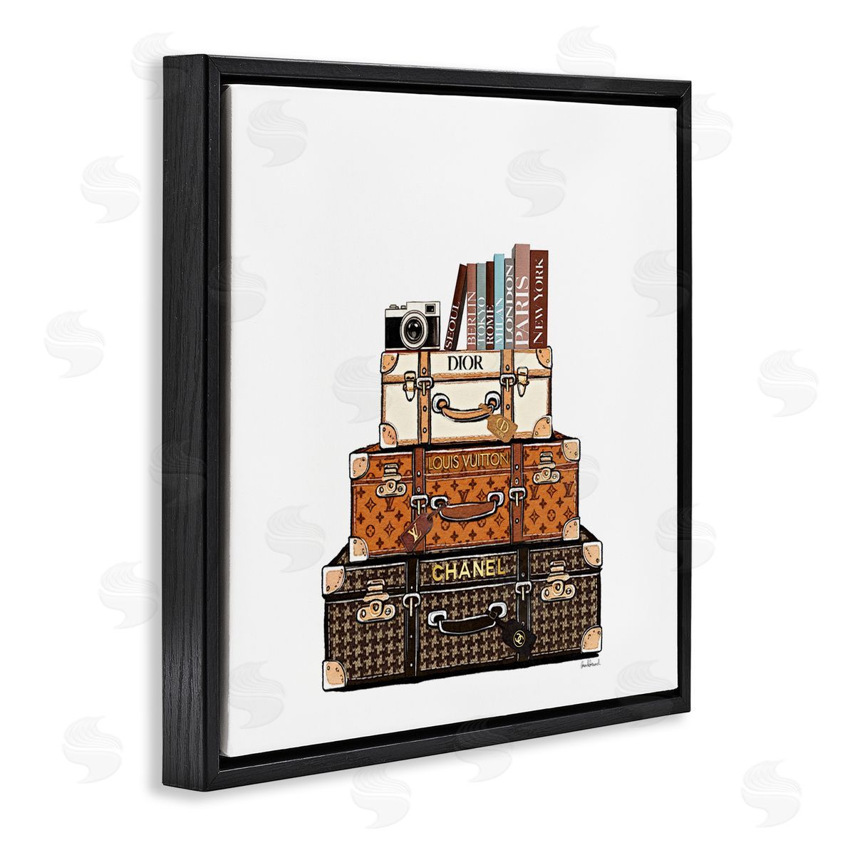 Amanda Greenwood Stacked Glam Suitcases Canvas Wall Art Print