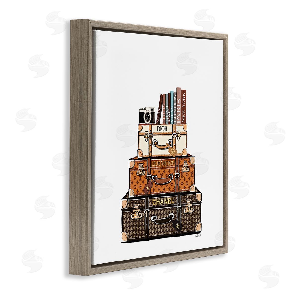 Amanda Greenwood Stacked Glam Suitcases Canvas Wall Art Print