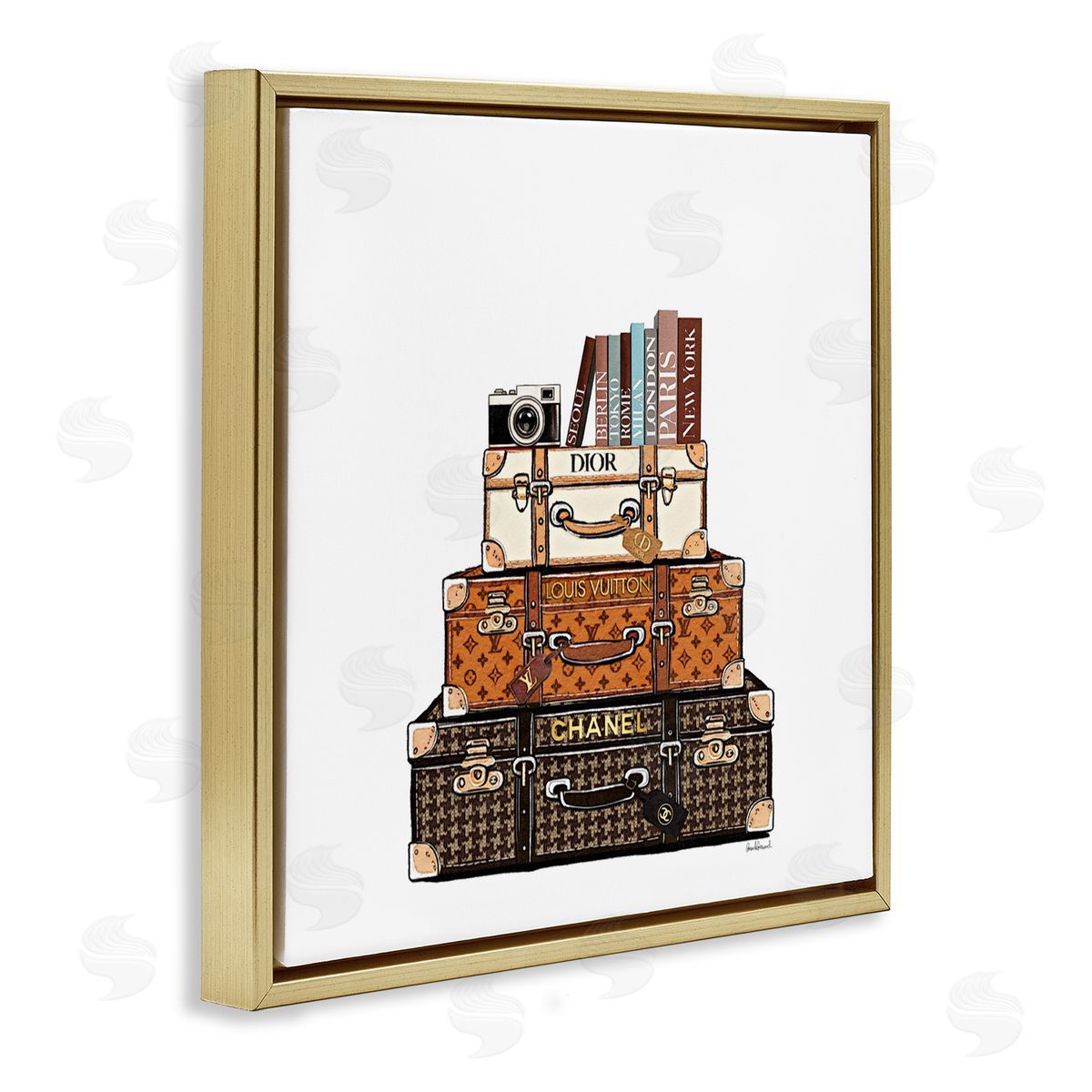 Amanda Greenwood Stacked Glam Suitcases Canvas Wall Art Print