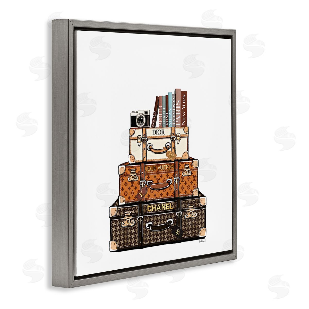 Amanda Greenwood Stacked Glam Suitcases Canvas Wall Art Print