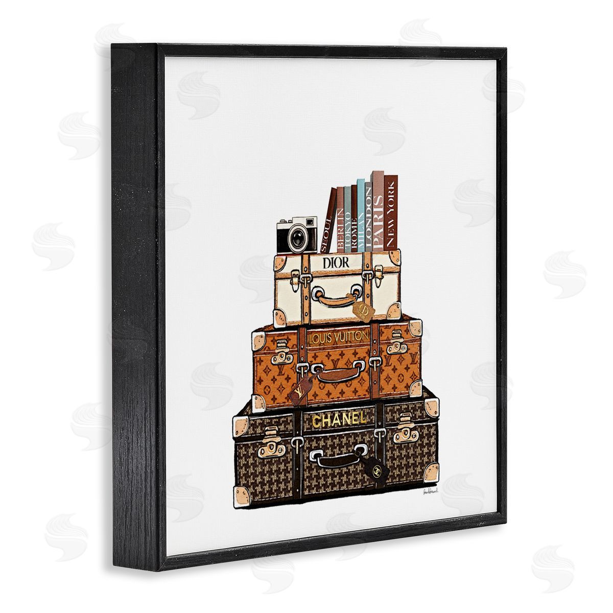 Amanda Greenwood Stacked Glam Suitcases Canvas Wall Art Print