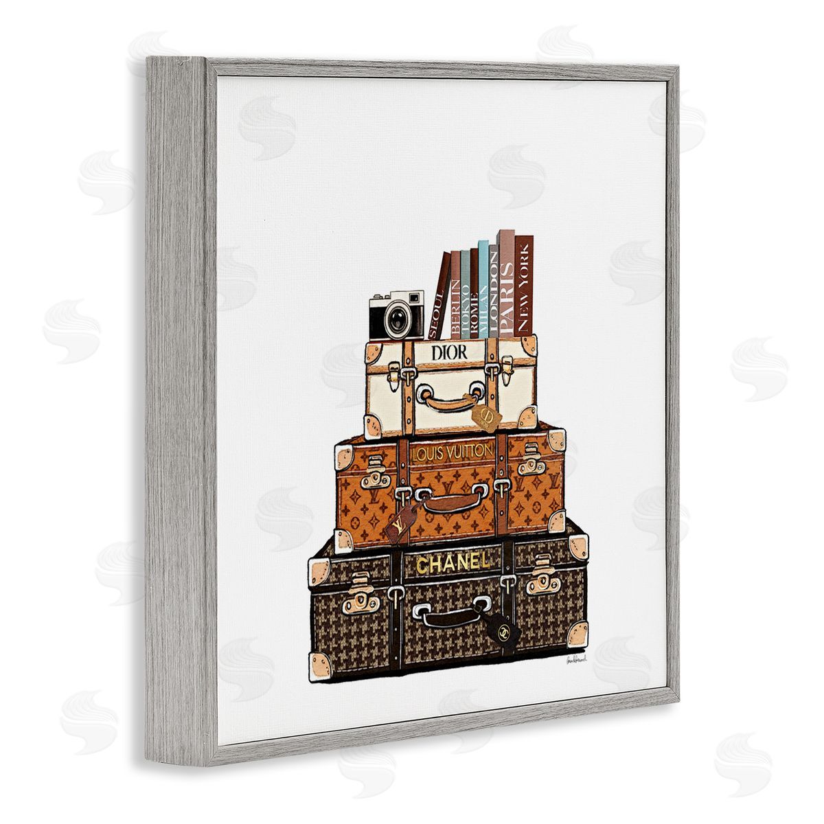 Amanda Greenwood Stacked Glam Suitcases Canvas Wall Art Print