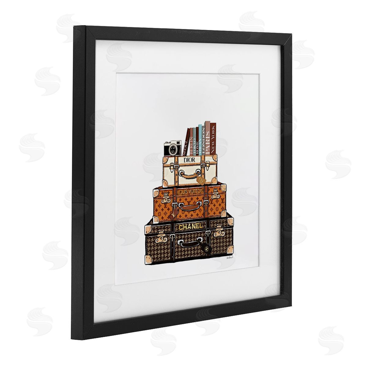 Amanda Greenwood Stacked Glam Suitcases Canvas Wall Art Print