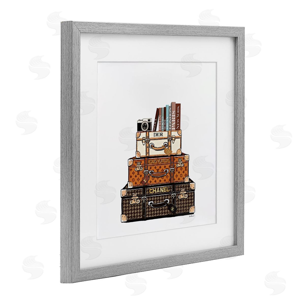 Amanda Greenwood Stacked Glam Suitcases Canvas Wall Art Print