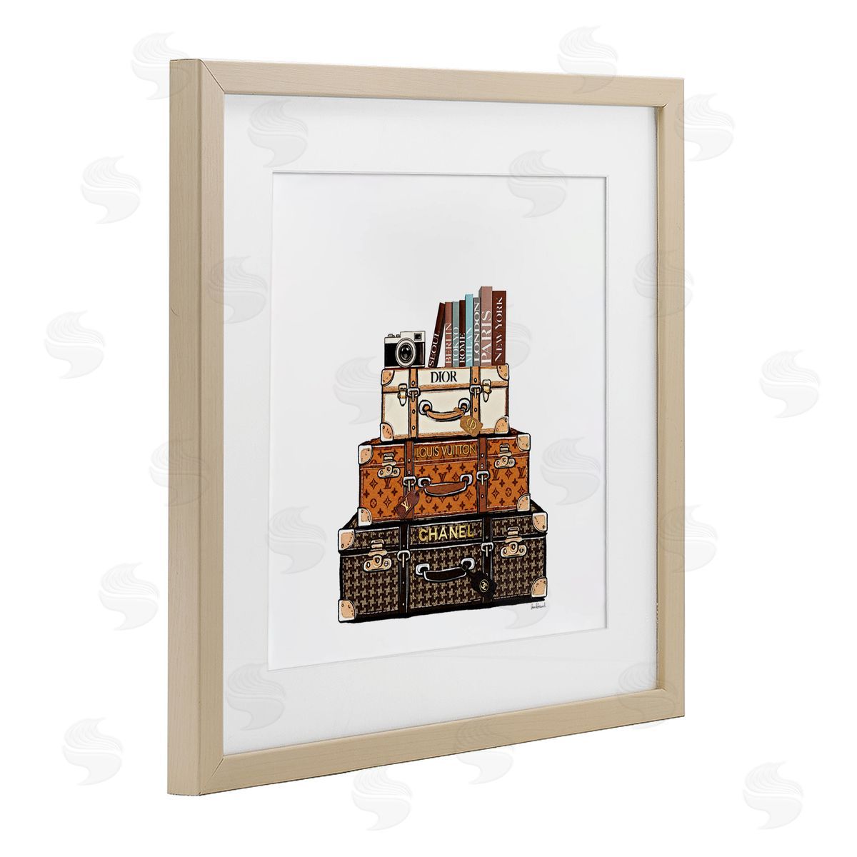 Amanda Greenwood Stacked Glam Suitcases Canvas Wall Art Print