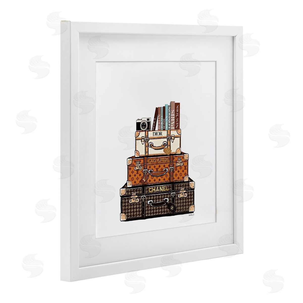 Amanda Greenwood Stacked Glam Suitcases Canvas Wall Art Print