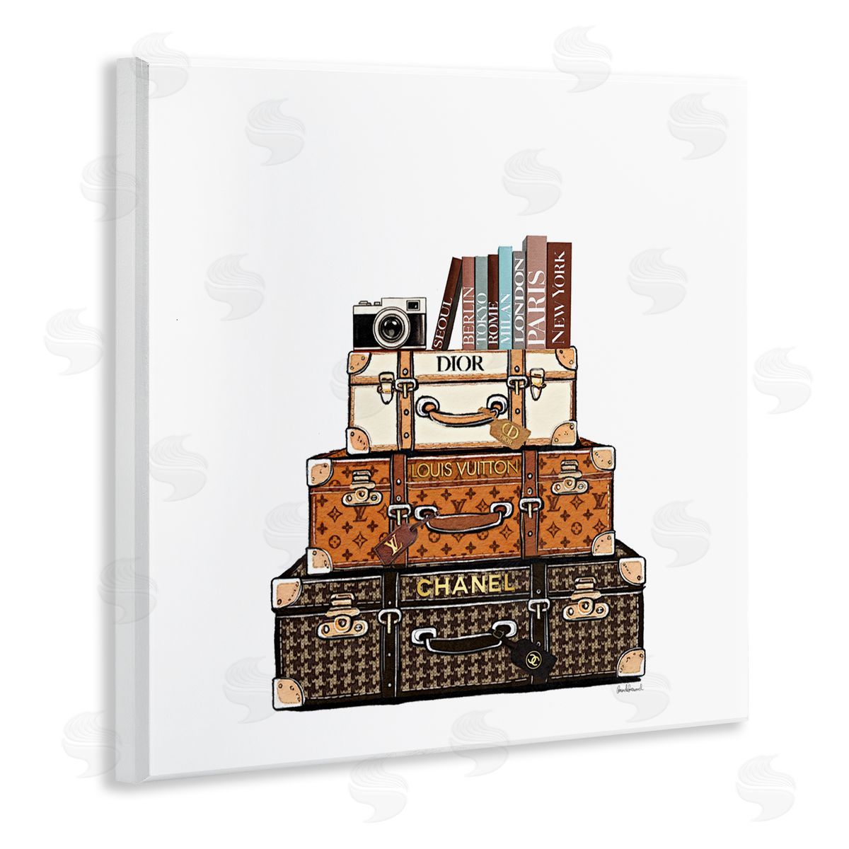 Amanda Greenwood Stacked Glam Suitcases Canvas Wall Art Print