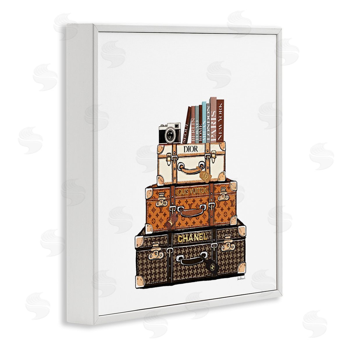 Amanda Greenwood Stacked Glam Suitcases Canvas Wall Art Print