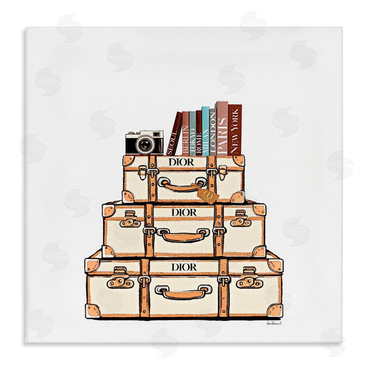 Amanda Greenwood Symmetrical Stacked Suitcases Canvas Wall Art Print
