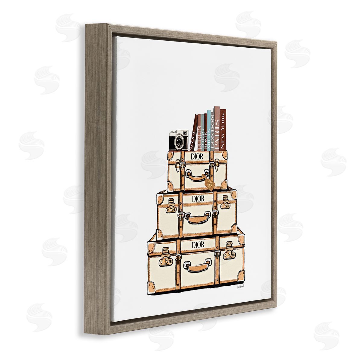 Amanda Greenwood Symmetrical Stacked Suitcases Canvas Wall Art Print