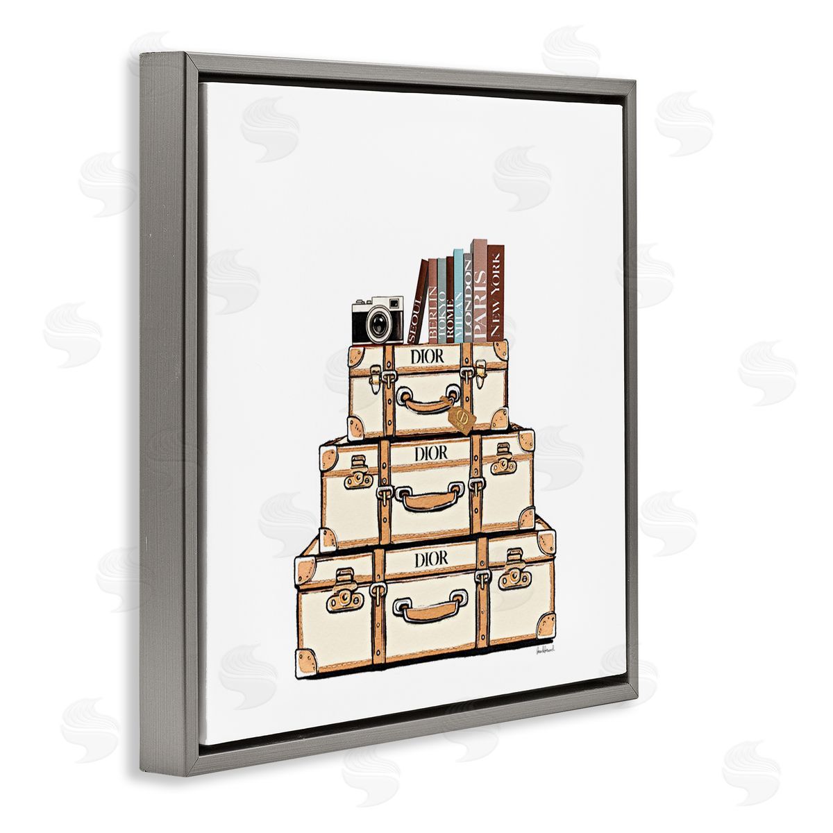 Amanda Greenwood Symmetrical Stacked Suitcases Canvas Wall Art Print