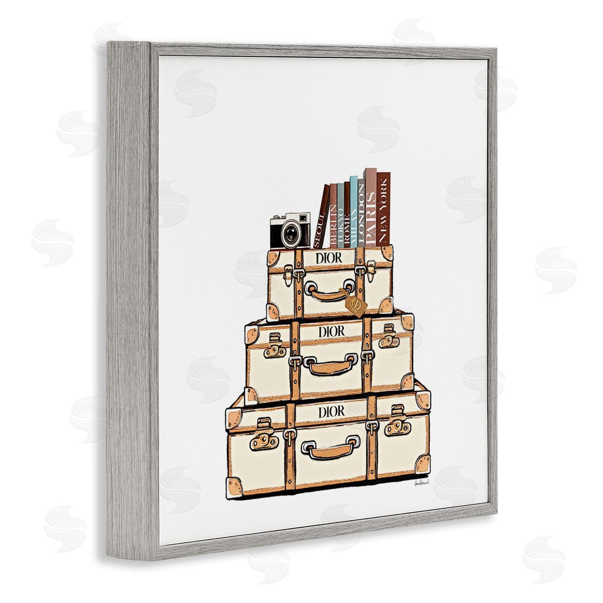 Amanda Greenwood Symmetrical Stacked Suitcases Canvas Wall Art Print